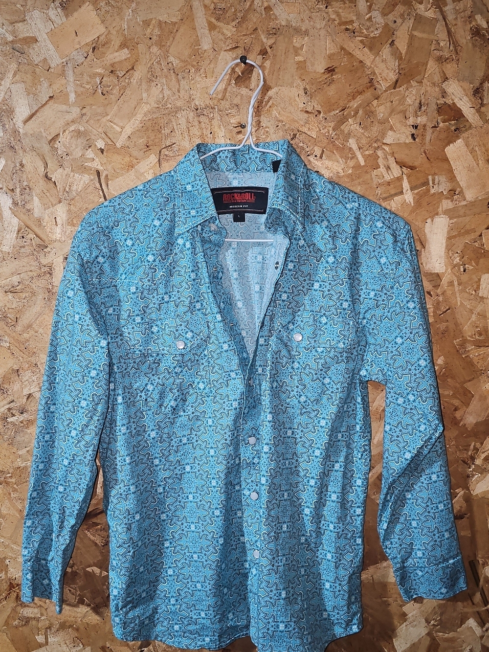 Boy’s Turquoise Patterned Long-Sleeve Shirt